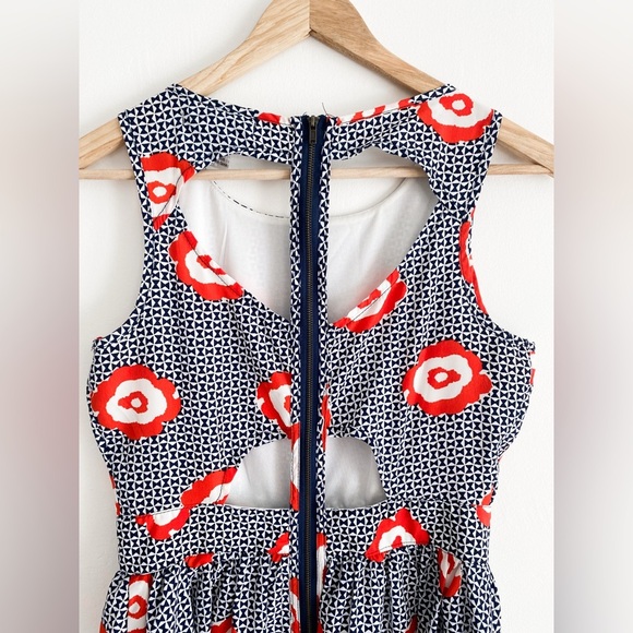 Pinky Retro Floral Cut Out Dress, Size Small, Navy, White, Red - Picture 11 of 11
